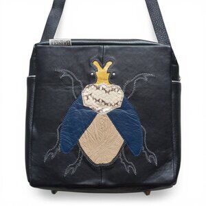 Brindle Bag Co Leather Beetle Crossbody Bag Reclaimed Mixed Leather Artisan USA